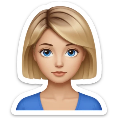 frau braune-blond balayage, kurzhaarfrisur, blaue Augen sticker