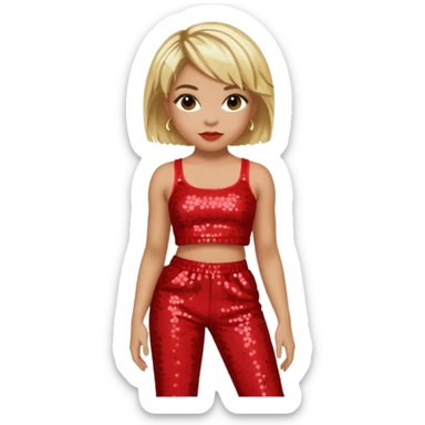 T Boz from TLC with short blonde hair, red sequin crop top and pants sticker