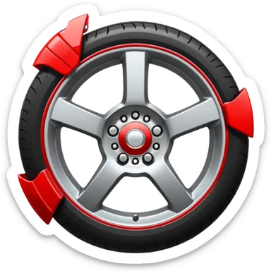 Car wheel emoji with red brake caliper sticker