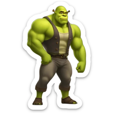 Shrek doing a standing bodybuilding pose sticker