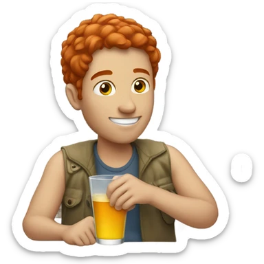 Red head drinking alcohol sticker