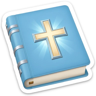 a emoji pastel baby blue and silver bible glowing  sticker