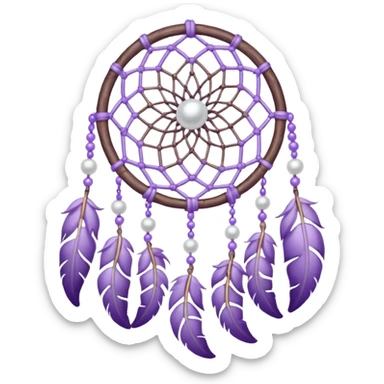 Pastel Violet lavender dreamcatcher, white bead pearls  sticker
