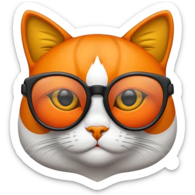 un gato de tres colores naranja, negro y blanco con gafas de leer sticker