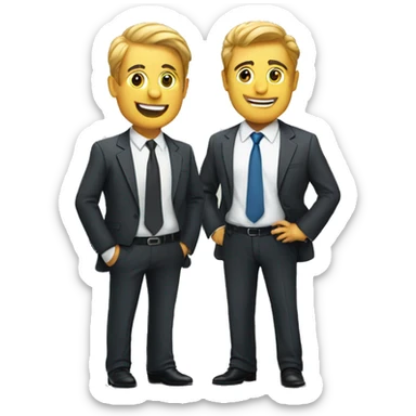 two business men talking with each other  in suits sticker