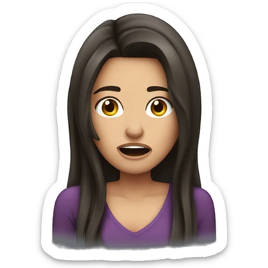 Beautiful Brunette Woman talking on her cellphone crying sticker