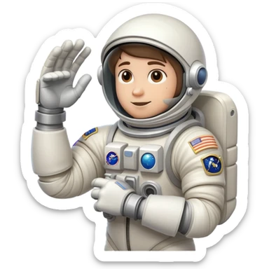 flexed biceps arm with white sleeve and astronaut gloves sticker