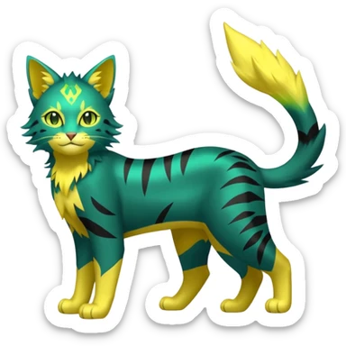 Green and Yellow Electrike-Lucretia-Luxray-Sprigatito-Bobcat-Amaura-Aurorus-Shiny-glorp-cat-fusion (full body) sticker