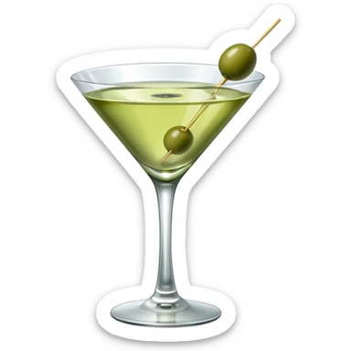 martini with 3 green khaki olives all stuck at the same 1 stick and same size . liquid should be a clear color like water kinda  sticker