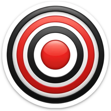 A black circle surrounded by a white circle surrounded by a red circle like a target sticker