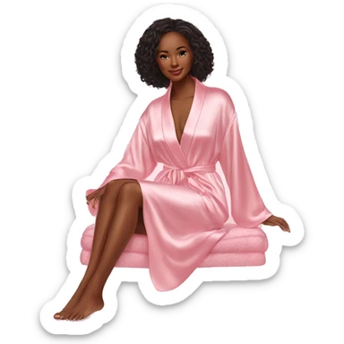 Light pink silk slippers and robe looks more glamorous and victoria secret type vibe sticker