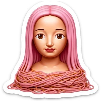 monalisa made of SPAM meat melted pink  spaghetti portrait sticker