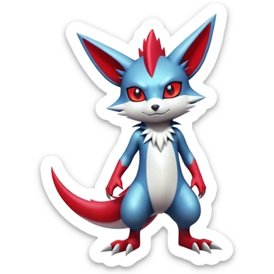  Cool Edgy Shiny Futuristic Ethereal Legendary Zangoose-Sneasel-Digimon-hybrid full body sticker