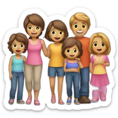 Famille de 5 personnes avec 3filles sticker