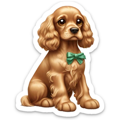 Cocker spaniel dog with bow sticker