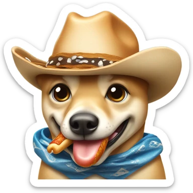 Fish that looks like a cowboy eating a hotdog  sticker