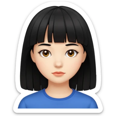 Clean girl bangs black hair  sticker