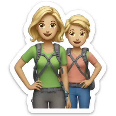 Mom hiking With two Kids blond sticker