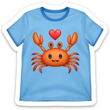 Blue shirt with I love krabby on it sticker