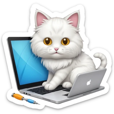 one cat repair windows laptop sticker