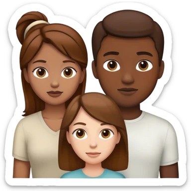 4 people. 2 females with brown hair. 1 white male. 1 black male.  sticker
