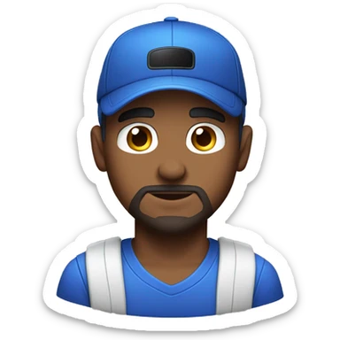 Male video gamer blue cap goatee brown eyes sticker