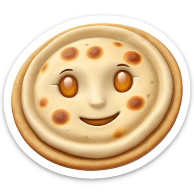 Cinematic Realistic Roti Dish Emoji, showcasing freshly made flatbread rendered with lifelike detail and warm natural lighting. sticker