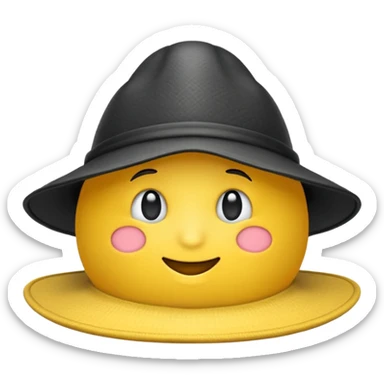 Einen Gelben Emoji mit zauber hut und schwartz weißen zauberstab sticker