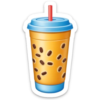 Minimal icon of a snack and drink cup with a subtle accent in #FF3D00, clean and modern cafeteria mood sticker