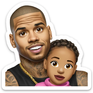 Hyper Realistic Chris Brown with daughter Royalty sticker