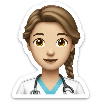 Nurse with long brown hair and blue eyes  sticker