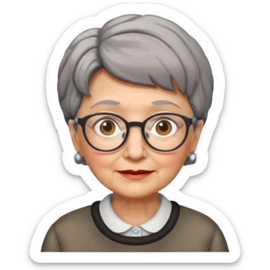 grandma, short gray and brown  hair and glasses sticker