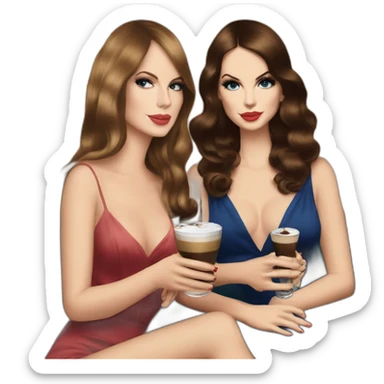 Lana del Rey & Taylor swift drinking espresso martini coco sticker