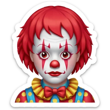 red glitter clown with the sad facial expression sticker