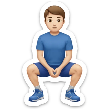 Make a normal wieght guy facing forward squatting with a t-shirt on sticker
