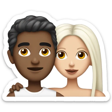 lady gaga with a male fan hugging eachother on the fan thisrt to be a text GAGA both of them open eyes the fan hair to be brown, same skin color  sticker