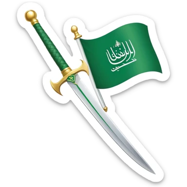 Saudi Arabian flag with green background and white Arabic script and sword sticker