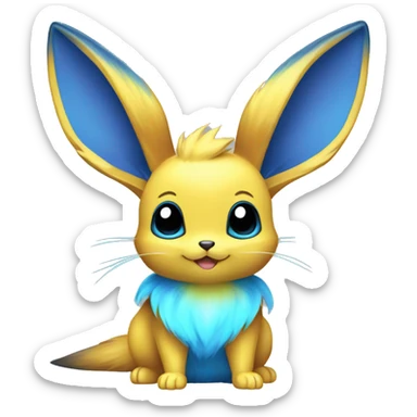 Shiny Colorful Yellow Blue Electric Mouse Eevee sticker