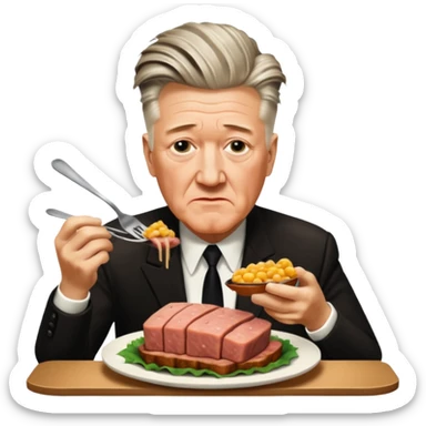 David Lynch with a SPAM dinner sticker