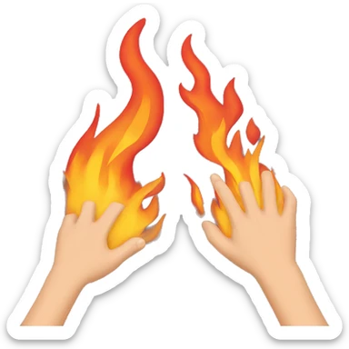 hands creating fire sticker