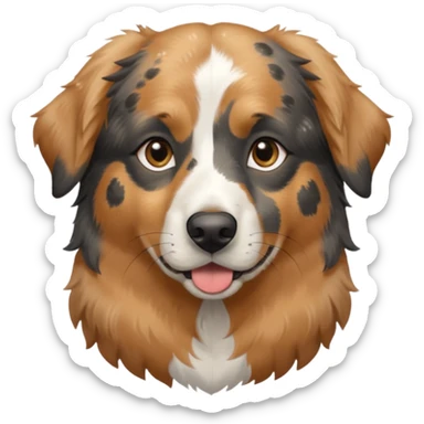 Australian Shepherd golden retriever tan eyebrows around nose and mouth black and speckled grey fur on chest. No white  sticker