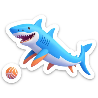blue shark with blue Nike tennis shoes sticker