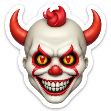 clown skull with devil horns sticker