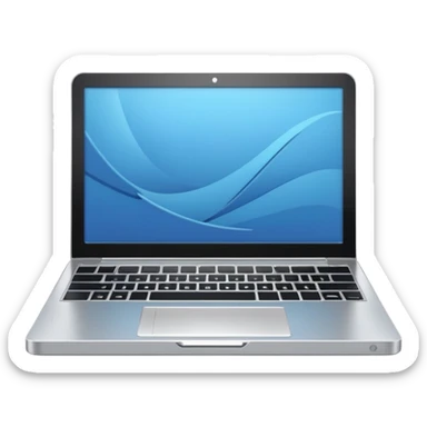 3D minimal icon of a premium silver or gray laptop with no logos, placed on a color #FF3D00 gradient background. Clean, modern, high-end tech style. sticker