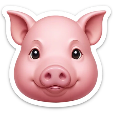 Cinematic Noble Pig Portrait Emoji, Poised and regal, with a stout, robust build and a smooth, well-groomed rosy-pink hide, deep-set soulful beady eyes, Simplified yet sharp and sophisticated features, highly detailed, glowing with a soft, dignified glow, high shine, intelligent and determined, stylized with an air of barnyard nobility, focused and attentive, soft glowing outline, capturing the essence of a watchful and confident pig, so majestic it feels as though it could trot out of the screen with effortless authority! sticker