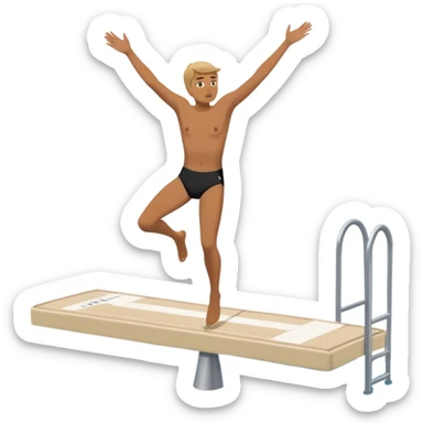 A person throwing himself off of a diving board, looking nervous. Below them is a pool of water labeled “Confidence.” Instead of hesitating, they count 5-4-3-2-1 and jump in, representing taking action despite fear. sticker