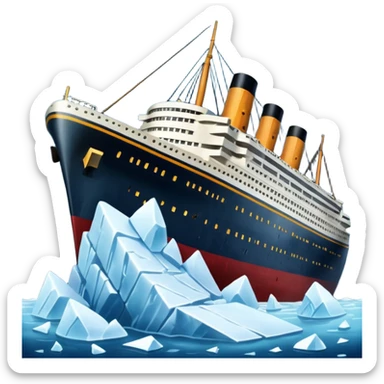 titainic crashing into an iceberg sticker