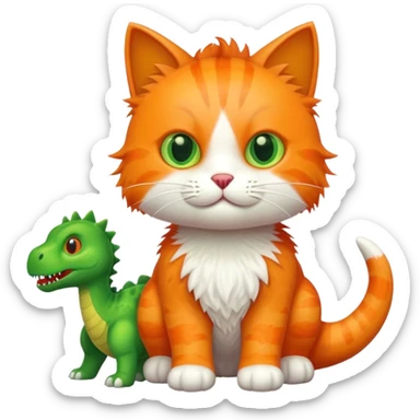 Cat with a ￼ dinosaur sticker