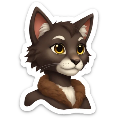 Anthro Shy Cute Cool Edgy Pretty Dark Brown Furry Feline Animal Anthro Sona sticker