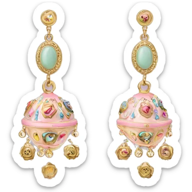 Dolce and Gabbana earrings with colourful pastel ornament print and golden detais  sticker